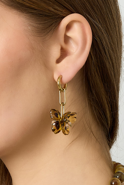 Blumenohrringe mit Perlen